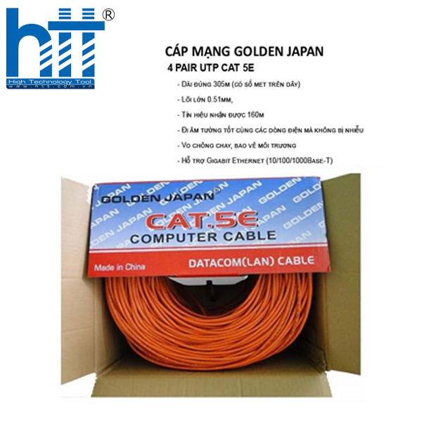 Dây cáp mạng GOLDEN JAPAN 4 PAIR UTP CAT 5E (màu cam)