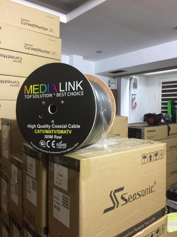 Cáp Đồng Trục Media Link RG6+2C 100% đồng nguyên chất + dây nguồn đồng