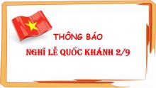 THÔNG BÁO NGHĨ LỄ 2/9