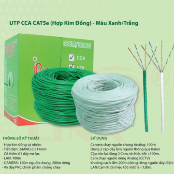 CÁP MẠNG AIPOO LINK CAT5E UTP CCA (HỢP KIM) 305M 