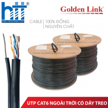 CÁP MẠNG ĐỒNG NGUYÊN CHẤT OUTDOOR CÓ DÂY TREO GOLDEN LINK CAT6-305M (ĐEN)